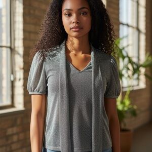 SHEIN Silver Glitter Sequins Blouse